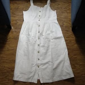Gap maternity white dress linen cotton lined L